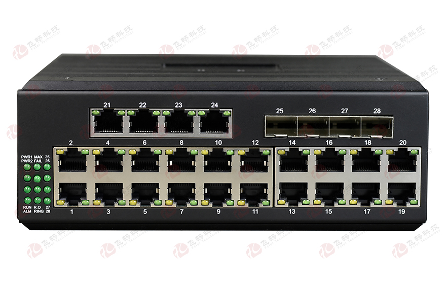 飛暢科技-工業軌式 管理型24路千兆電+4路千兆