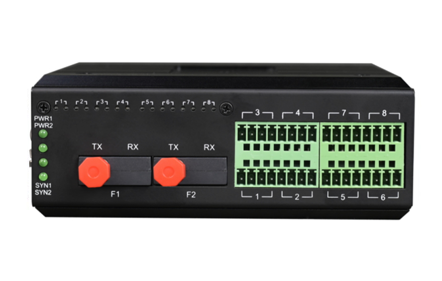 飛暢科技-工業軌式 16路模擬量+開關量+串口 混合光端機 （1+1光纖備份與斷纖保持功能）