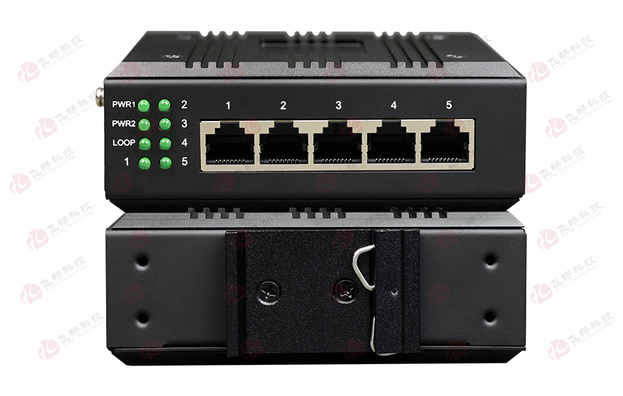 飛暢科技-mini工業軌式5路千兆電交換機