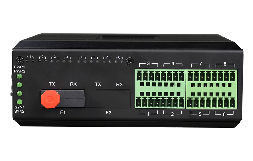 飛暢科技-工業軌式 16路0-10V 模擬量光端機（帶斷纖保持功能）選配1+1光保護