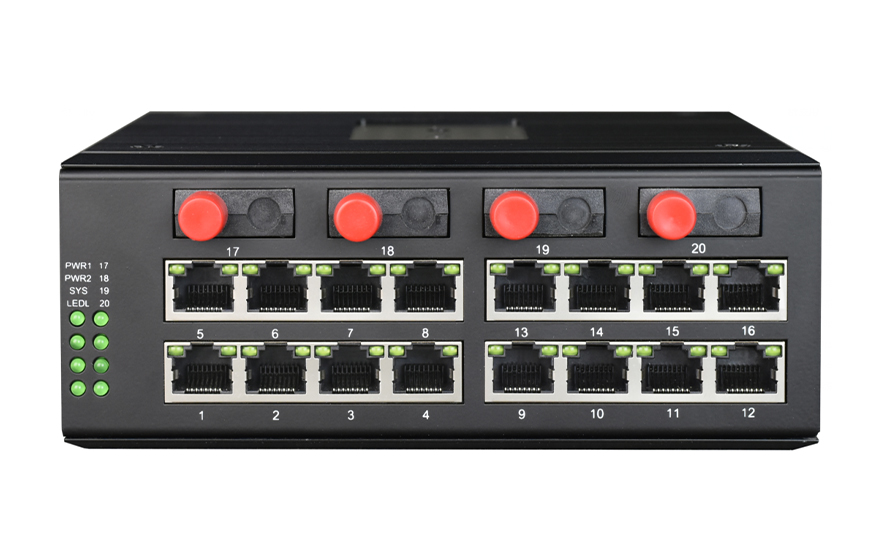 飛暢科技-工業軌式 全國產輕管理型16路千兆電+4千兆固定或SFP光口 交換機