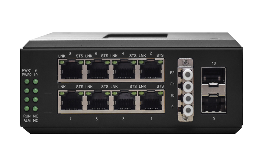 飛暢科技-工業軌式管理型 帶光旁路 8路千兆