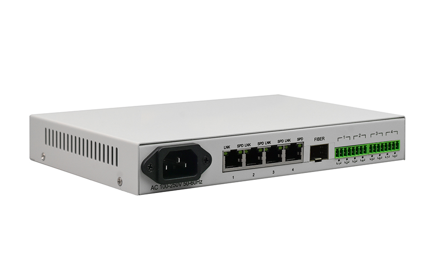 飛暢科技-4路千兆網絡+4路串口/8路開關量 光端機