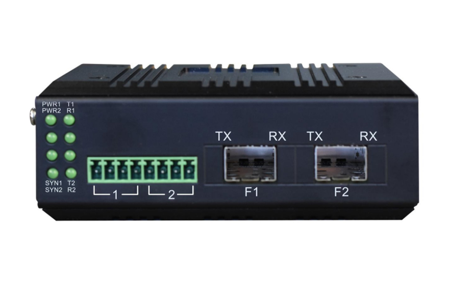 飛暢科技-工業軌式 4路模擬量+開關量+串口 混合光端機 （帶斷纖保持功能）