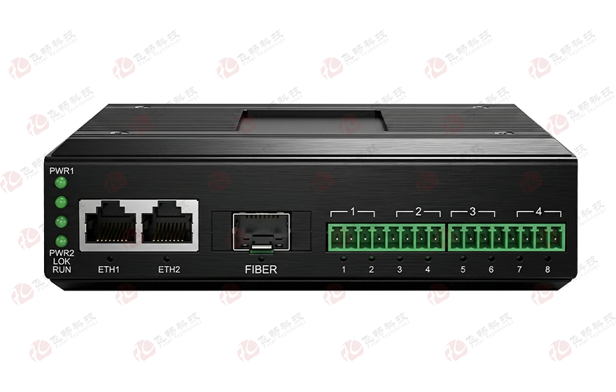 飛暢科技-工業軌式1-4路RS232/422/485串口服務器(帶2電+1光交換)